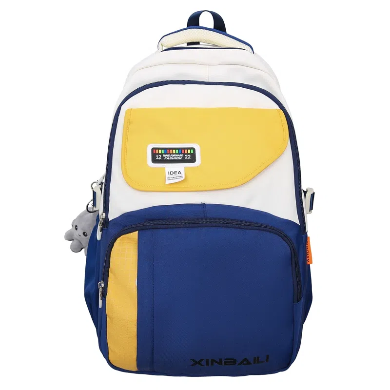 德力熊  男女通用多色学生书包高颜值撞色耐脏防水尼龙布双肩包外出旅行背包