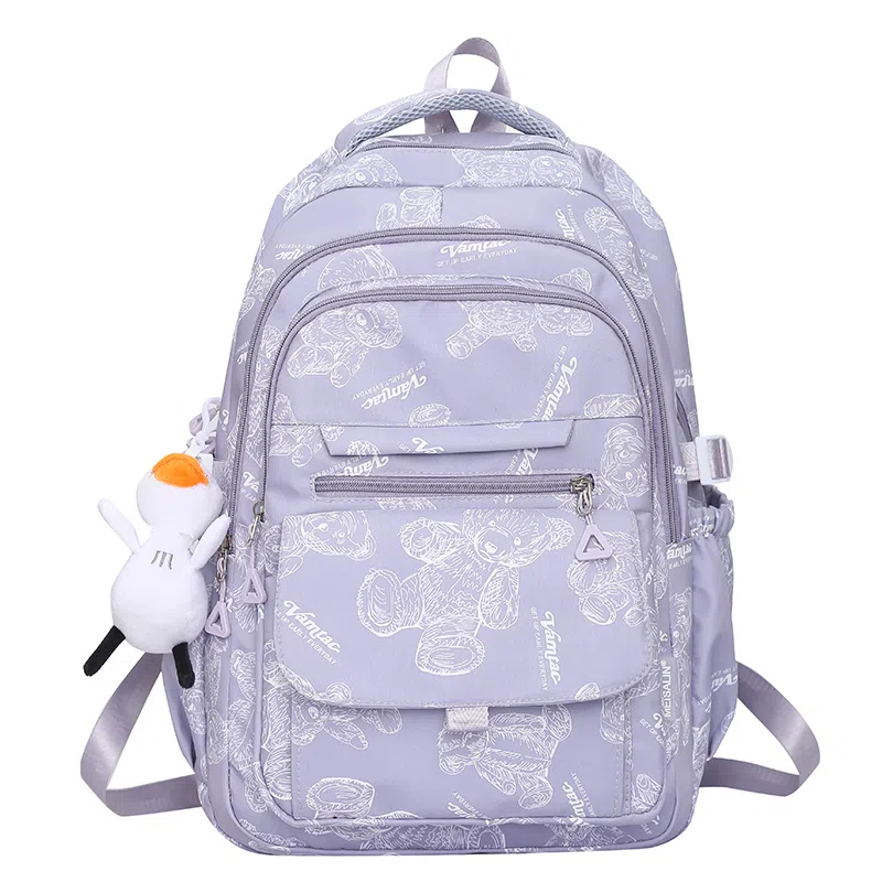 德力熊 尼龙 男女通用 拉链开合大容量休闲百搭 双肩包 红色/黑色/白色/绿色/紫色