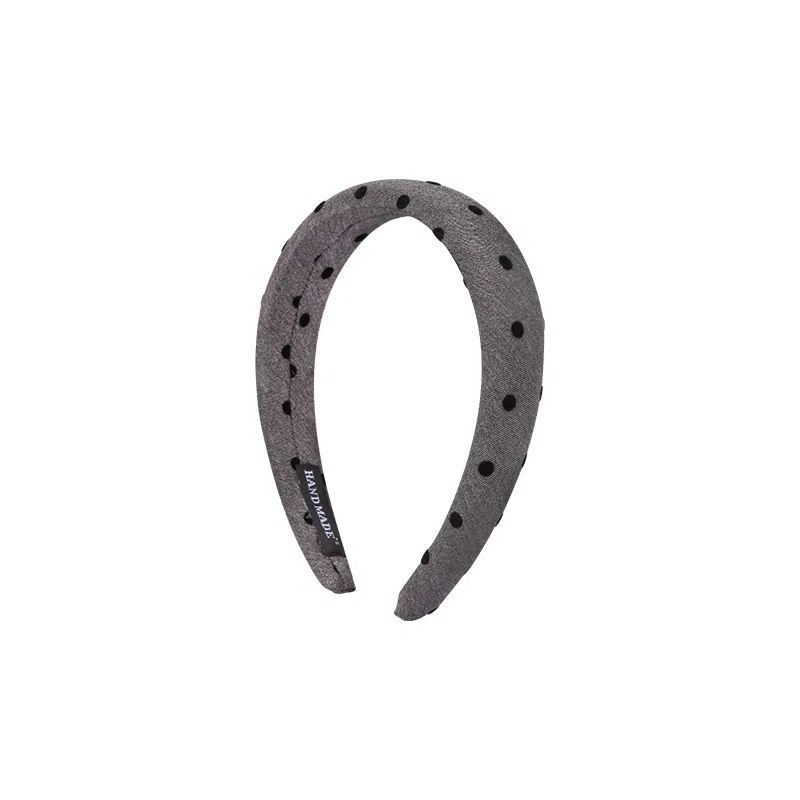 芒果饰品 质感格雷系高颅顶宽发卡头箍灰色波点 发箍 女款