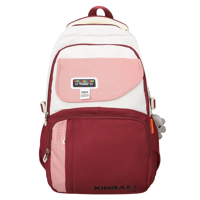 德力熊  男女通用多色学生书包高颜值撞色耐脏防水尼龙布双肩包外出旅行背包