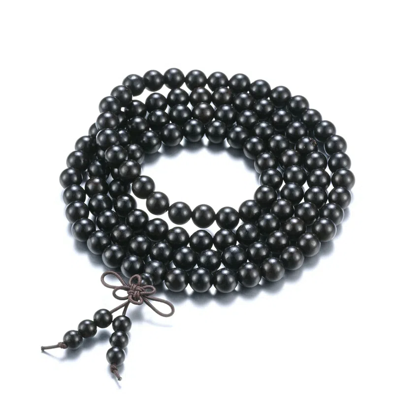 凯真 国潮新中式国风设计珠串 转运上岸考研 多圈叠戴文玩佛珠手持念珠 木作 手串 男女同款情侣款 黑檀 礼盒