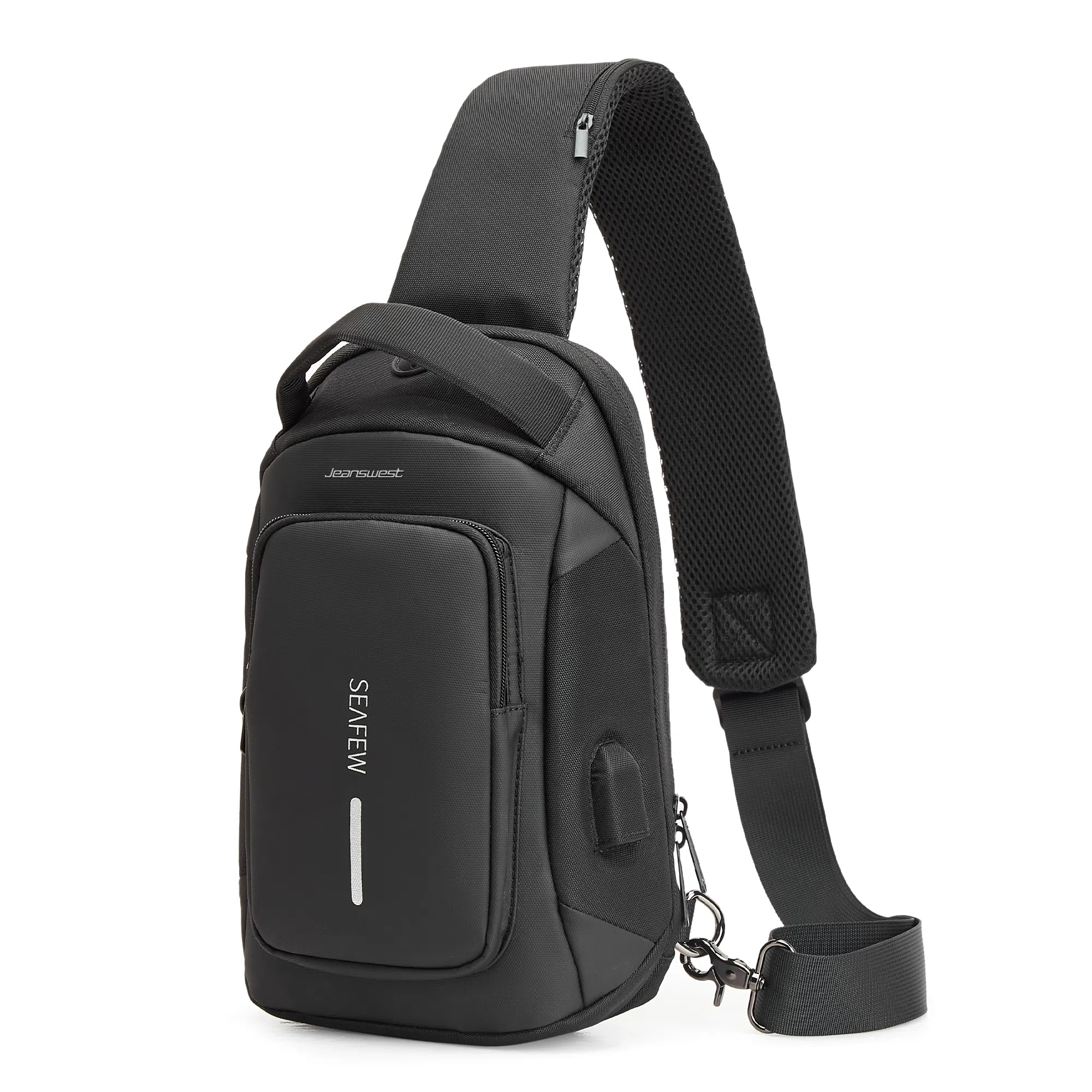 真维斯 潮流机能风街头休闲百搭高颜值初高中大学生多功能大容量轻便通勤运动 织物 胸包单肩包斜挎包背包 常规 男款 黑色