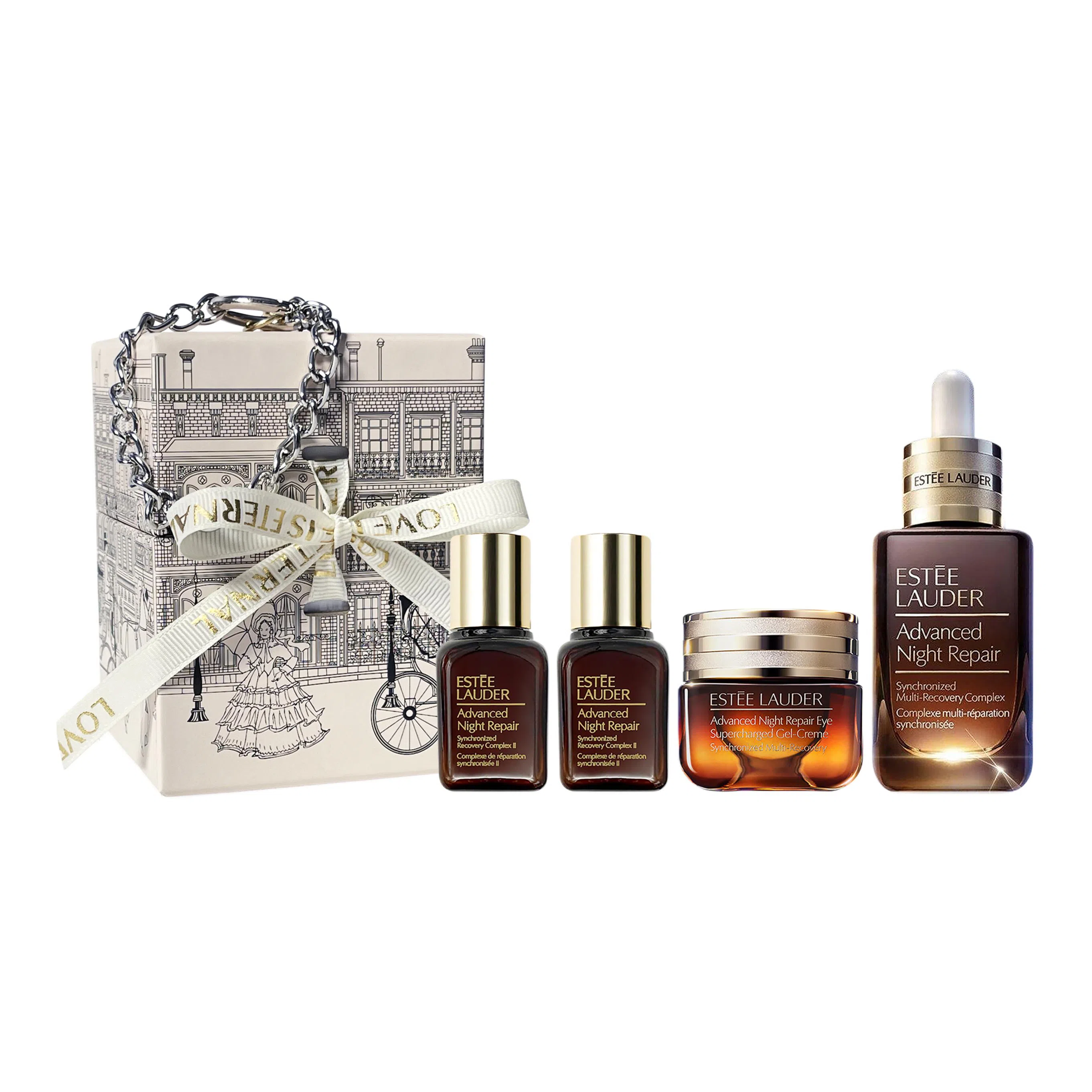 雅诗兰黛 小棕瓶 黑天使全明星护肤套装 淡纹抗糖提亮紧致 第五代抗蓝光眼霜 四件套/六件套