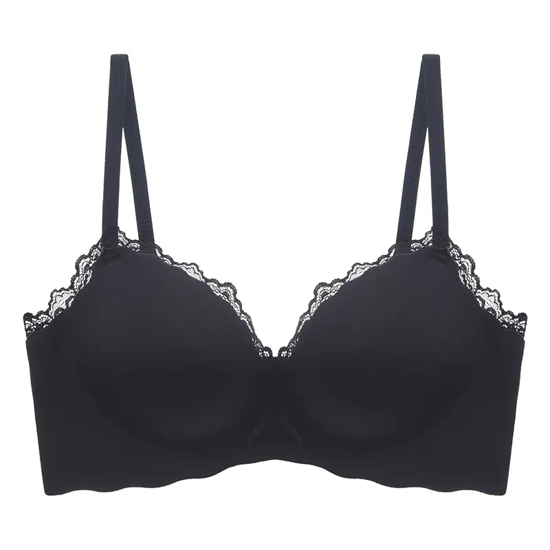 欧迪芬 纯色蕾丝边侧收聚拢小胸显大无痕舒适文胸 女款