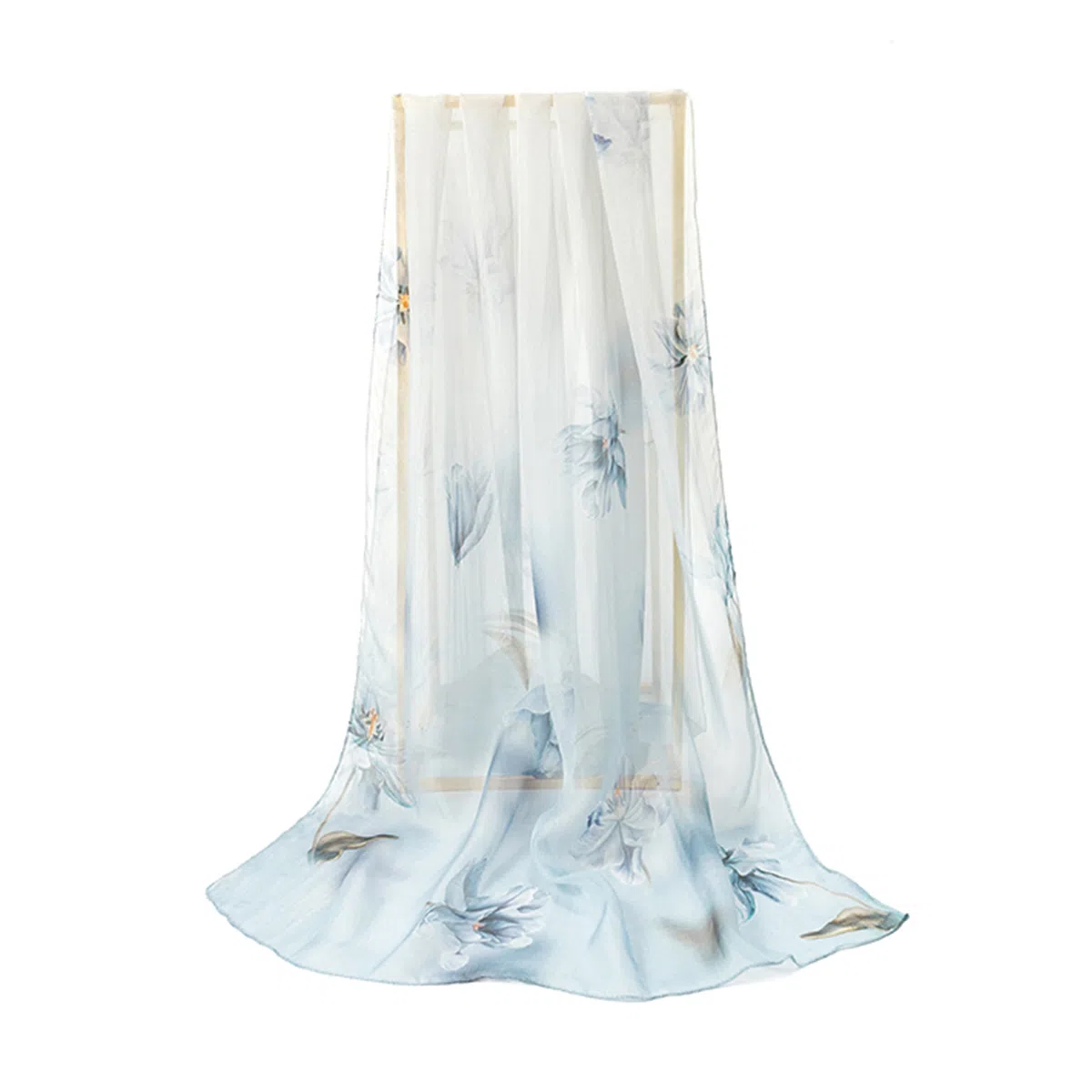 上海故事 春花秋月喷绘真丝长巾 桑蚕丝 丝巾 女款