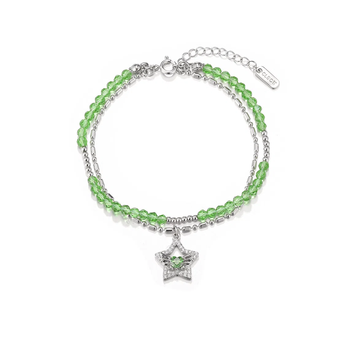 珂里 巴啦啦小魔仙优雅气质星愿双层多巴胺可定制刻字轻奢高级感腕间双星小众闪耀 环保合金 人造水晶 手链 女款