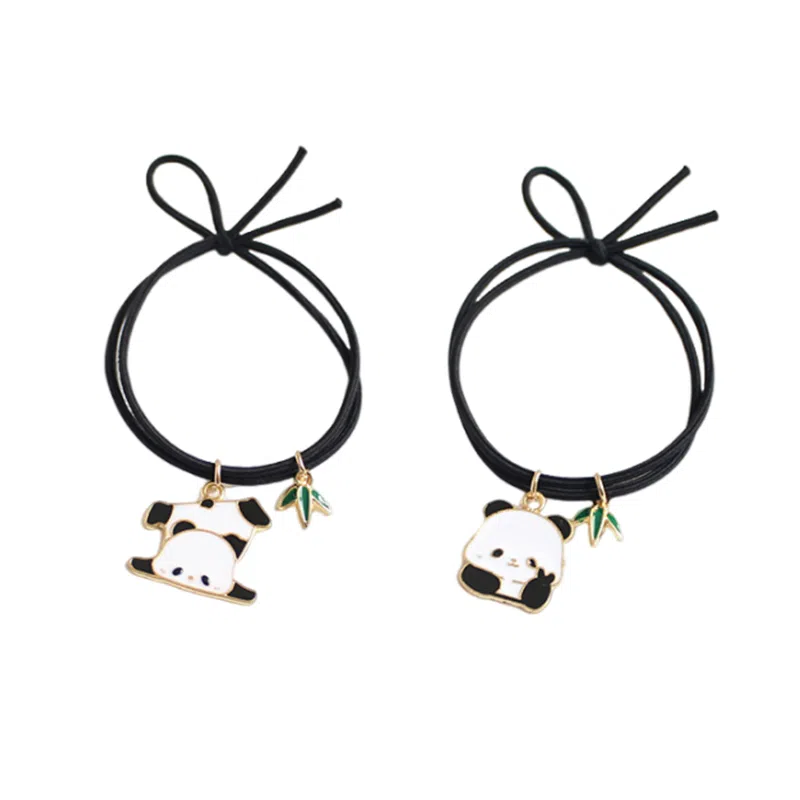 妖娆猫 可爱卡通熊猫发圈女后脑勺头绳橡皮筋绑头发发绳 发饰 女款