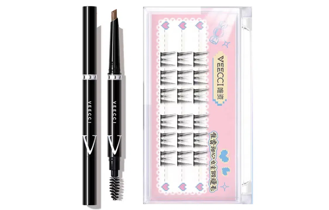 唯资 防水防汗自动旋转眉笔 菱形+自然卷翘甜心女主假睫毛套装 自然持久