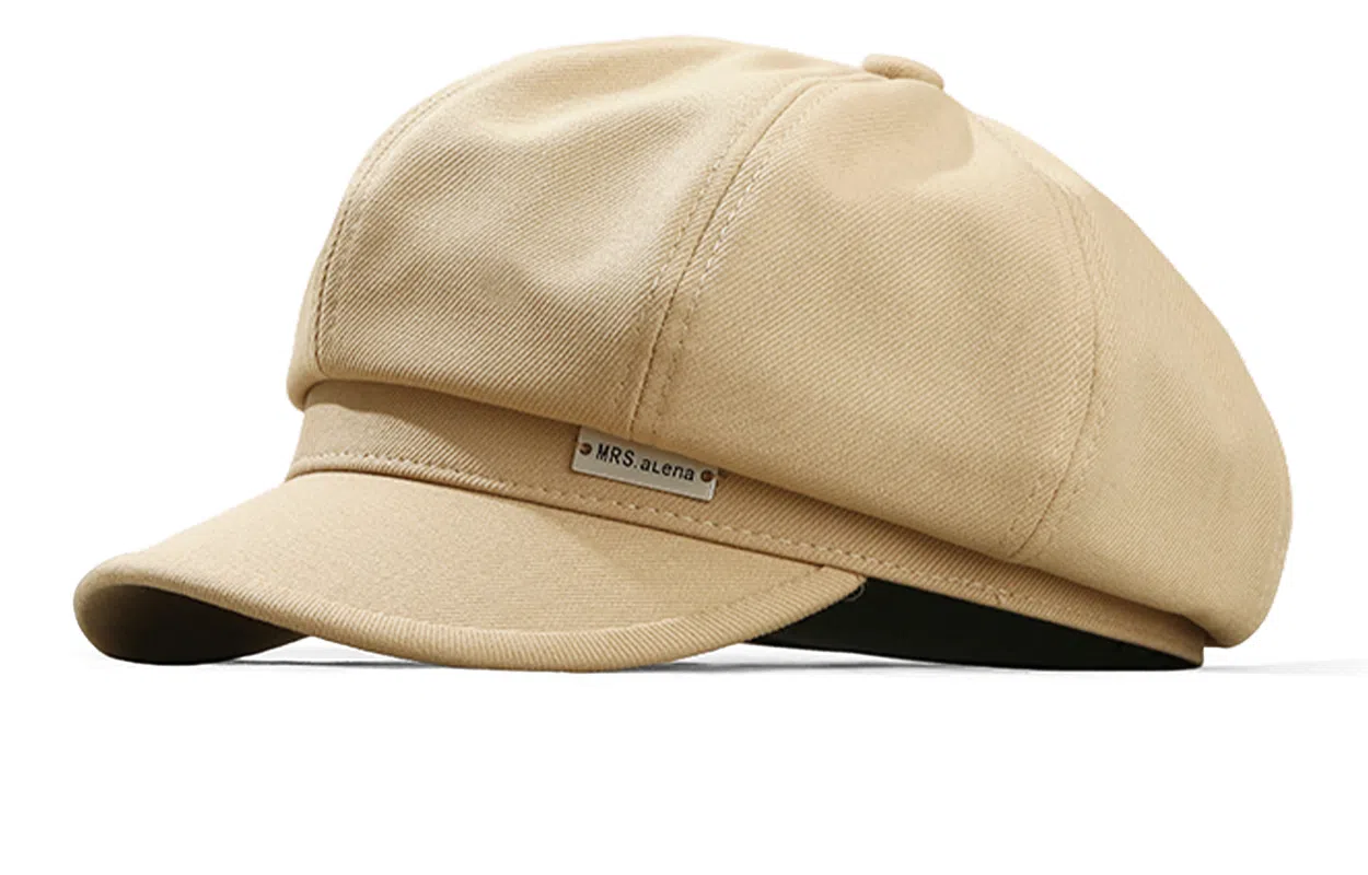 优幽兰 日系复古文艺画家帽韩版时尚百搭显脸小八角帽减龄气质休闲大头围报童帽英伦风 聚酯纤维 贝雷帽 女款