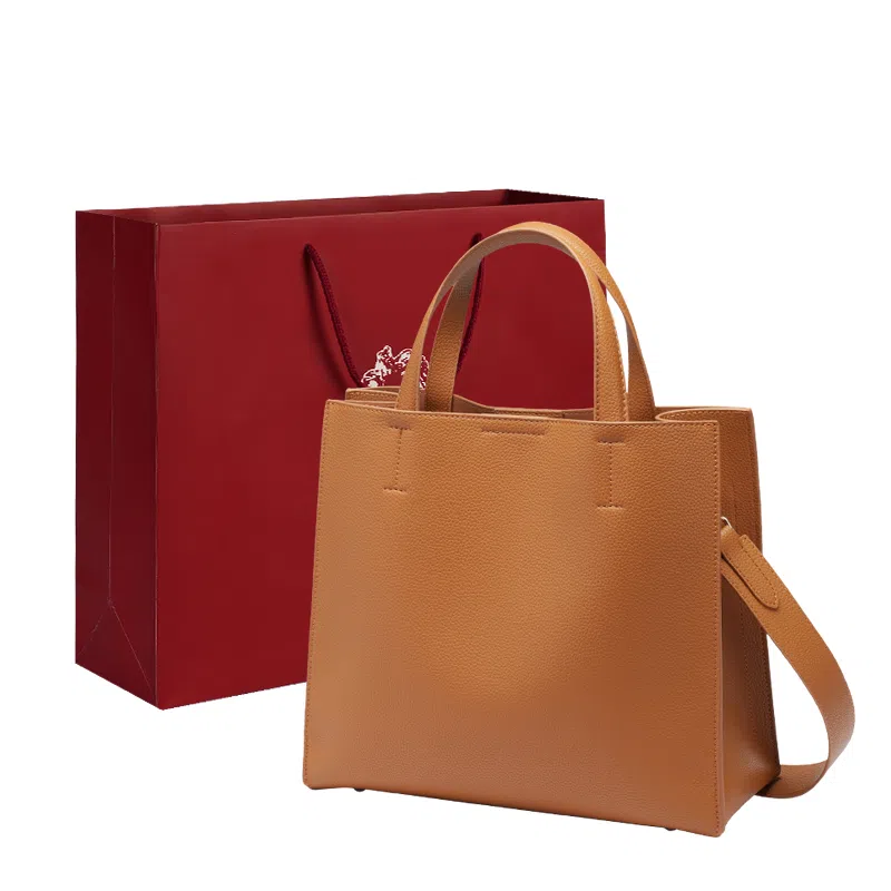 老人头 通勤简约慵懒软皮 牛皮配合成革 单肩包 女 多色