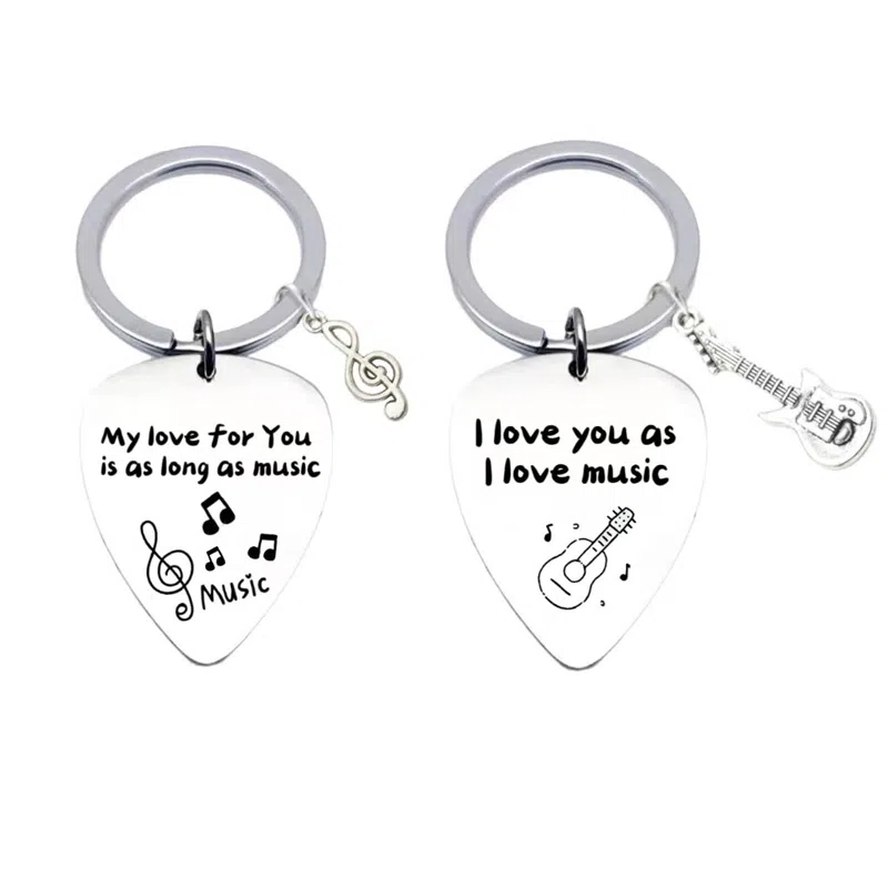 一点潮玩 不锈钢吉他 创意挂牌 小众钥匙链包包钥匙扣 谷圈挂件