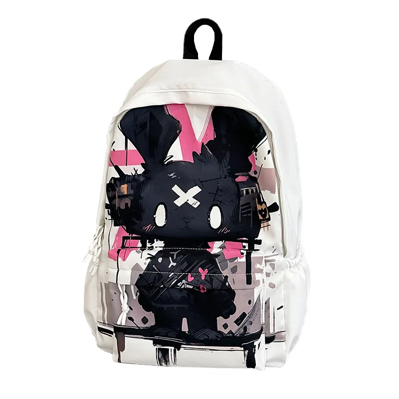 泰克森 稀奇古怪的涂鸦个性街头潮流字母熊兔猫 尼龙 双肩包 常规 通用 多色