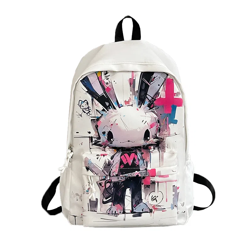 泰克森 稀奇古怪的涂鸦个性街头潮流字母熊兔猫 尼龙 双肩包 常规 通用 多色