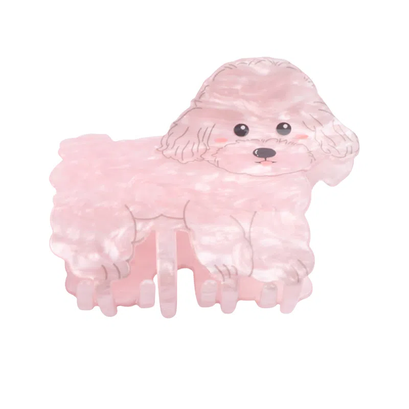 贯古今 可爱个性萌趣小狗高级感半扎马尾 亚克力 发夹 女