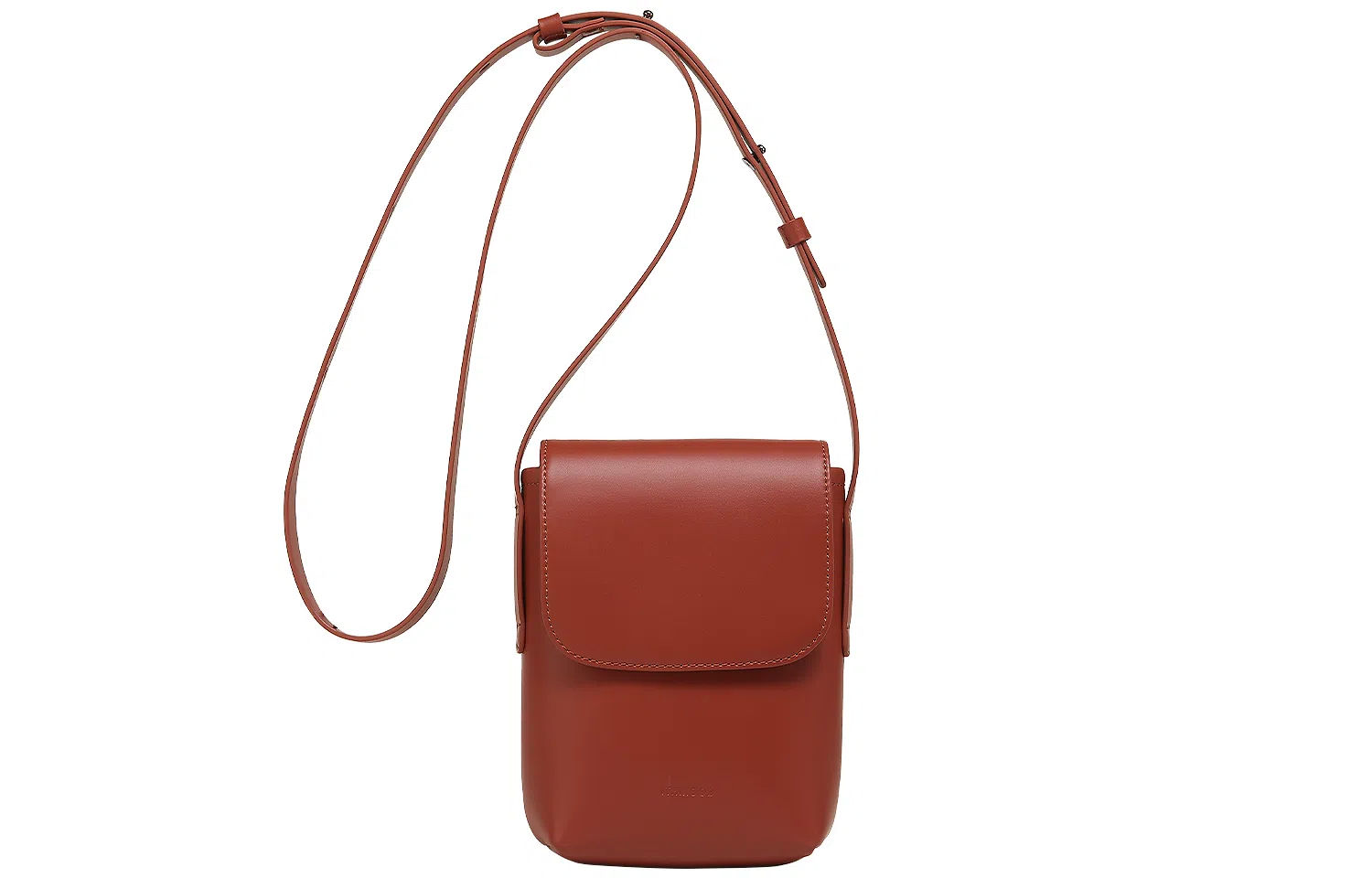 妙迪 竖款磁扣开合 牛皮 单肩包斜挎包手机包 中号 女款 棕色