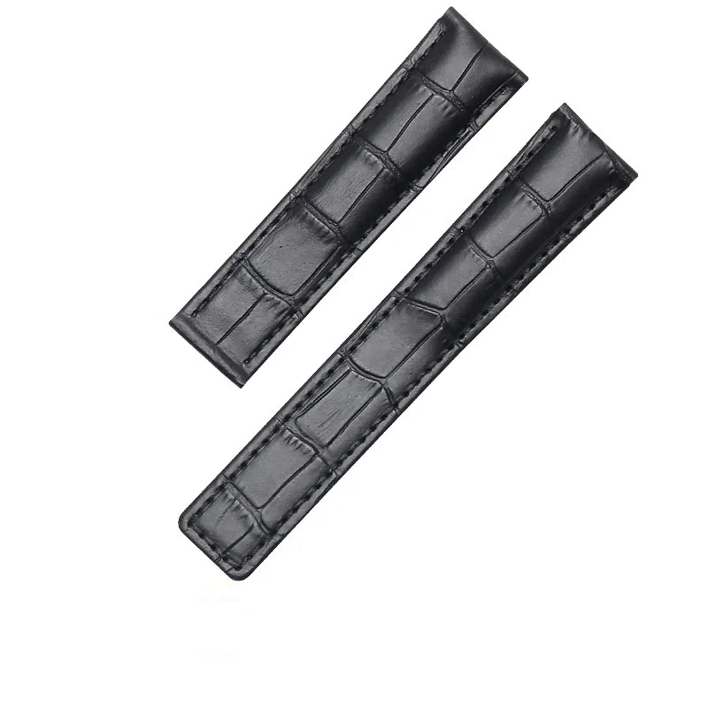 港爵 适配泰格豪雅表带男女通用款真皮防水手表带卡莱拉摩纳哥折叠扣款手表链 手表表带