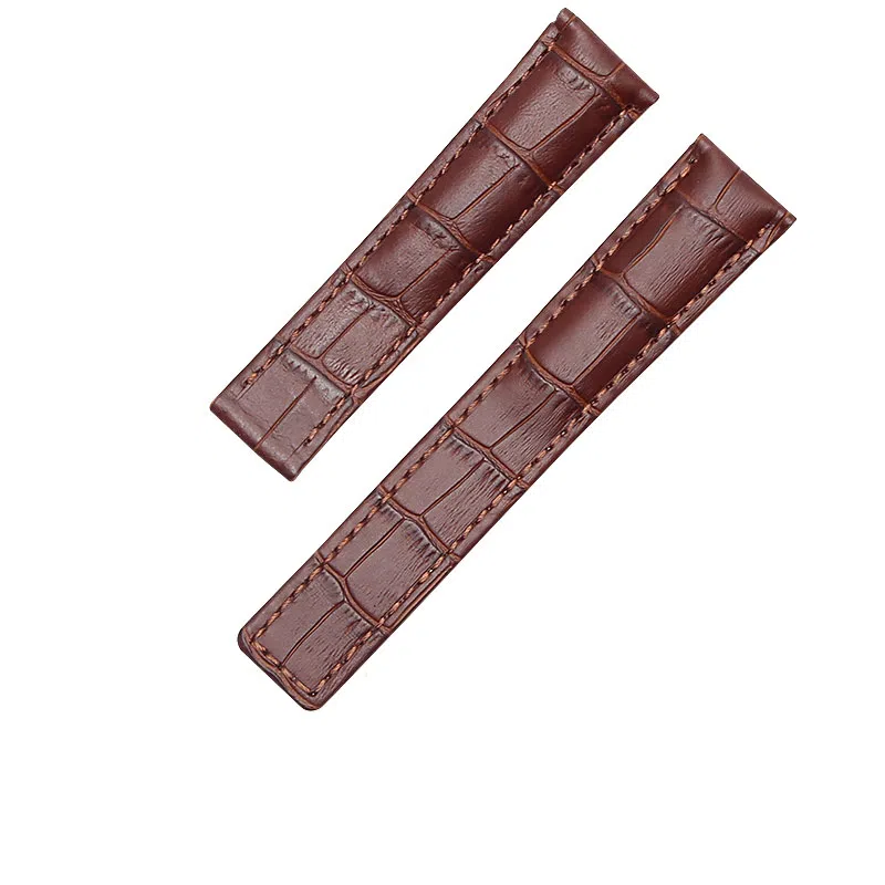 港爵 适配泰格豪雅表带男女通用款真皮防水手表带卡莱拉摩纳哥折叠扣款手表链 手表表带