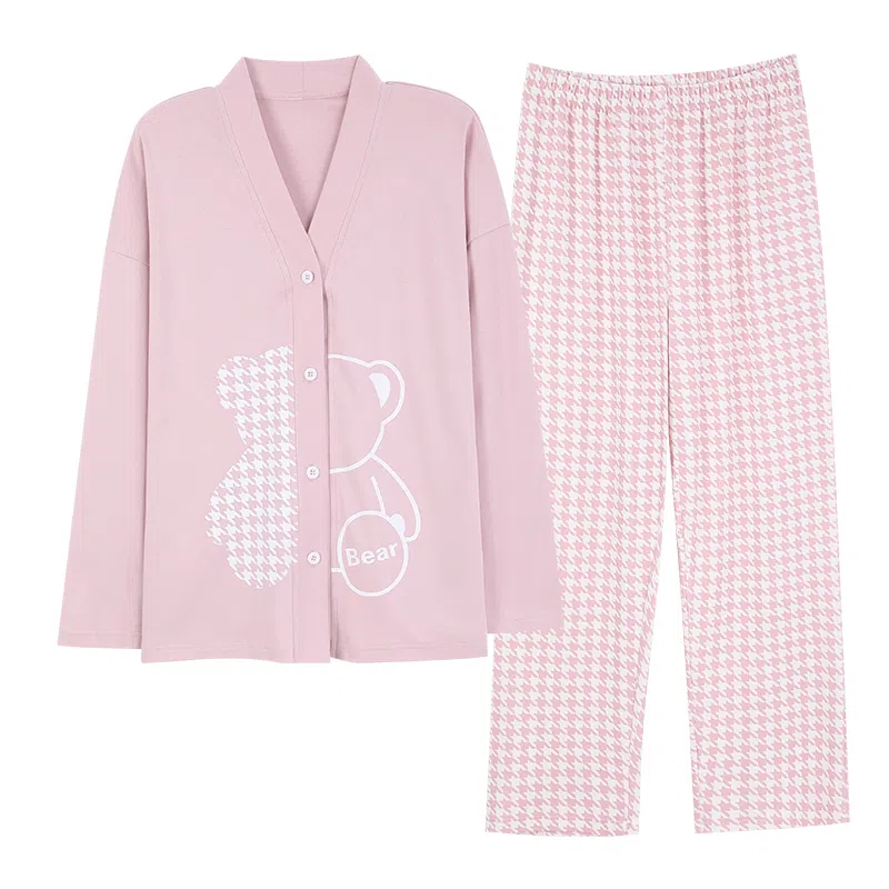 莫代尔 抗菌亲肤舒适轻薄甜美透气温柔不易起球长袖长裤可外穿春秋季睡衣套装 女款 图片色