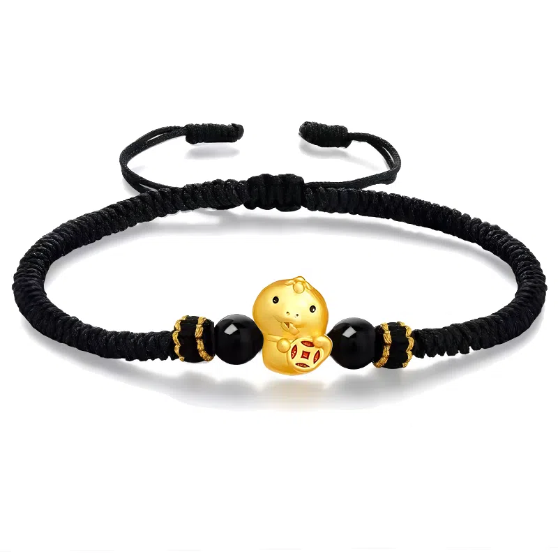 幸囍礼 暴富生肖蛇手绳 国潮聚财铜钱灵蛇手工编绳 精致轻奢招财转运手环 玛瑙 手链 男女同款情侣款