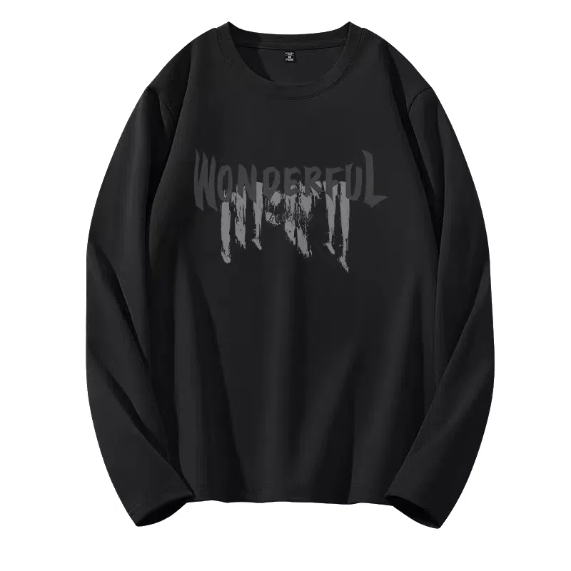 莫代尔 字母简约宽松亲肤长袖打底衣 男