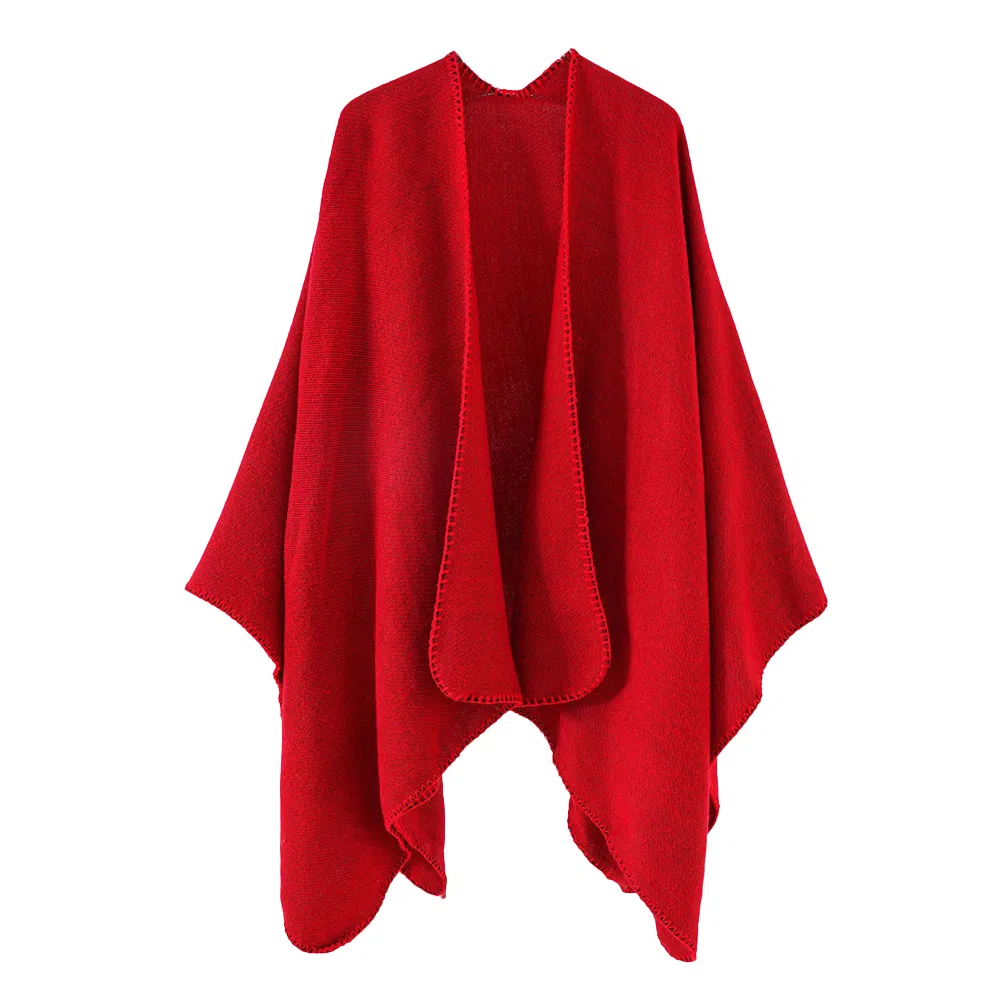 梦特娇 欧美风秋冬旅游外搭斗篷披风 双面纯色封边保暖 披肩 女