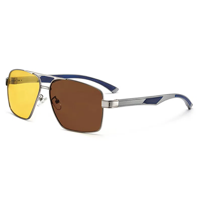 沙乐华 复古墨镜防紫外线变色偏光防晒开车专用 铝镁合金 不规则形 太阳眼镜 通用