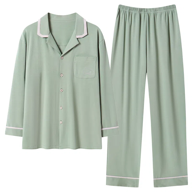 莫代尔 抗菌微弹轻盈柔软耐磨亲肤细腻舒适吸湿排汗睡衣套装 男 灰青色