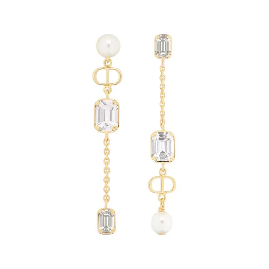 DIOR Logo Metal Earrings Gold