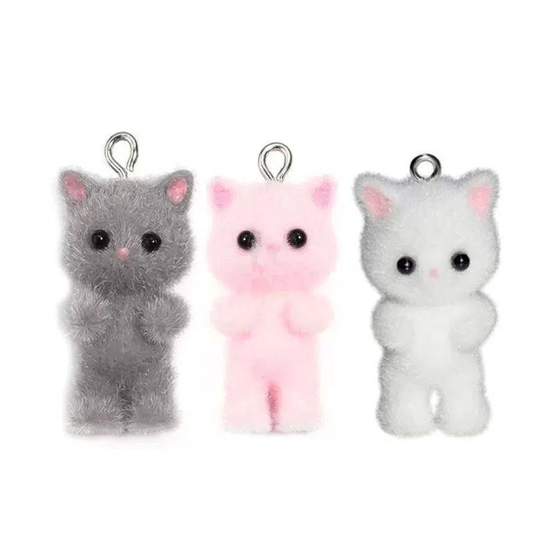 一点潮玩 迷你站立植绒小猫钥匙扣 谷圈挂件