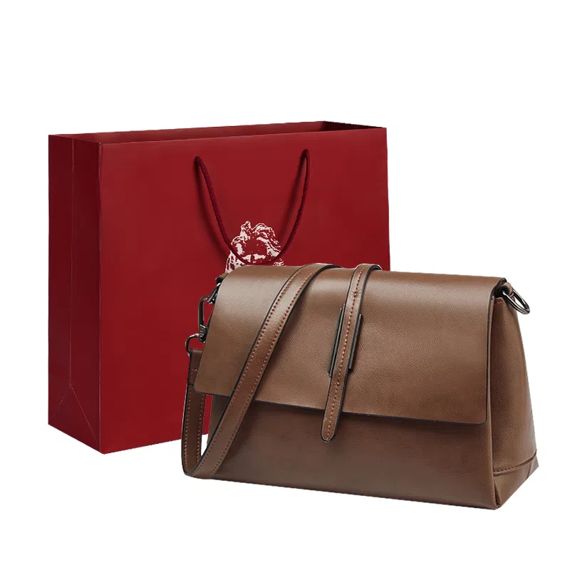 老人头 时尚百搭通勤复古耐用简约中年妈妈款 牛皮配超纤 单肩手拎腋下斜挎包 女款