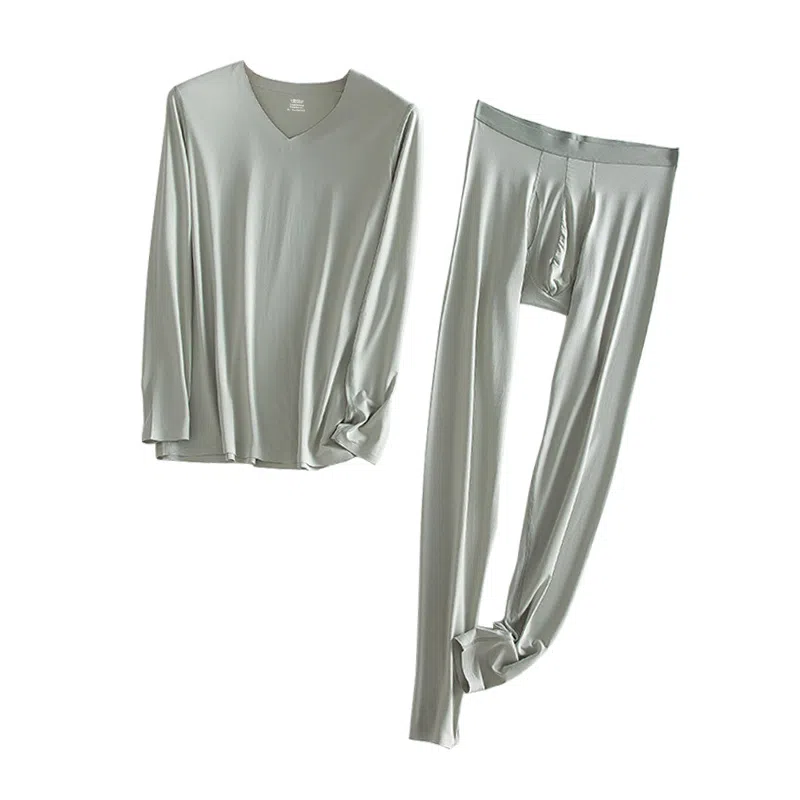 莫代尔 修身薄款打底长袖长裤保暖套装 男款