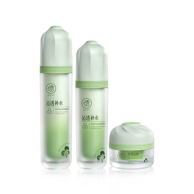 儒意 积雪草晒后修复舒缓补水护肤套装 退红速灭痘维稳紧致抗衰老 保湿修护抗氧化滋润补水滋润型 精华水+精华乳+洗面奶+面霜