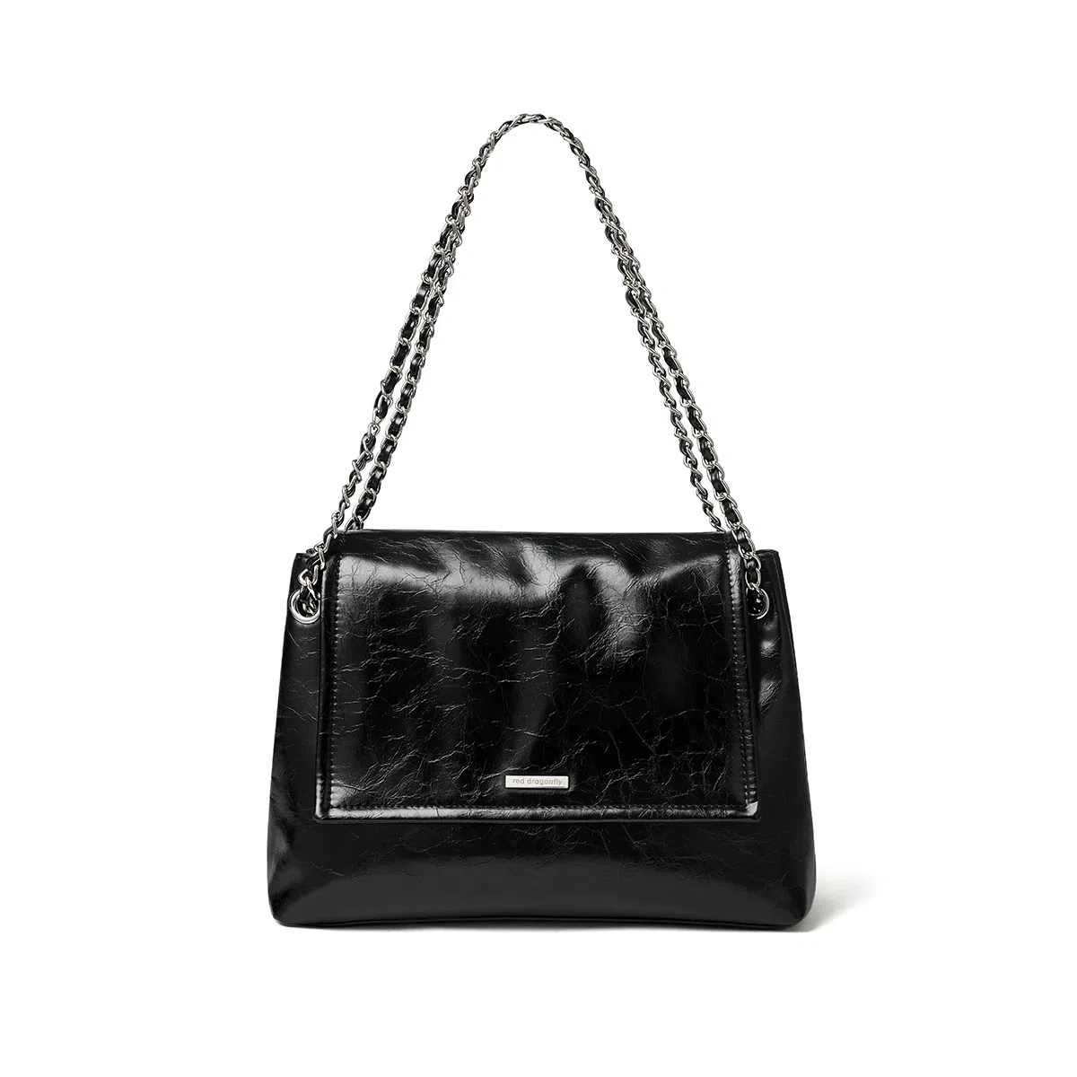 红蜻蜓 时尚复古设计小众裂纹链条简约通勤百搭款 牛皮 斜挎包 常规 女款 焦糖色/经典黑