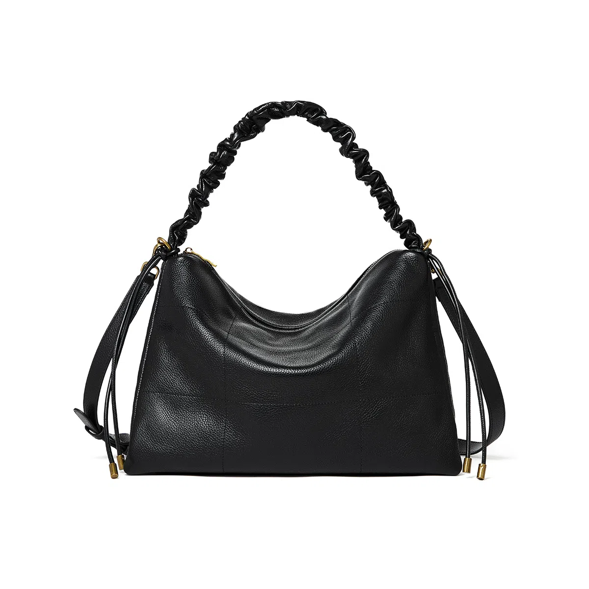 红蜻蜓 经典复古设计日常通勤不规则 牛皮拼合成革 斜挎包 常规 女款 黑色