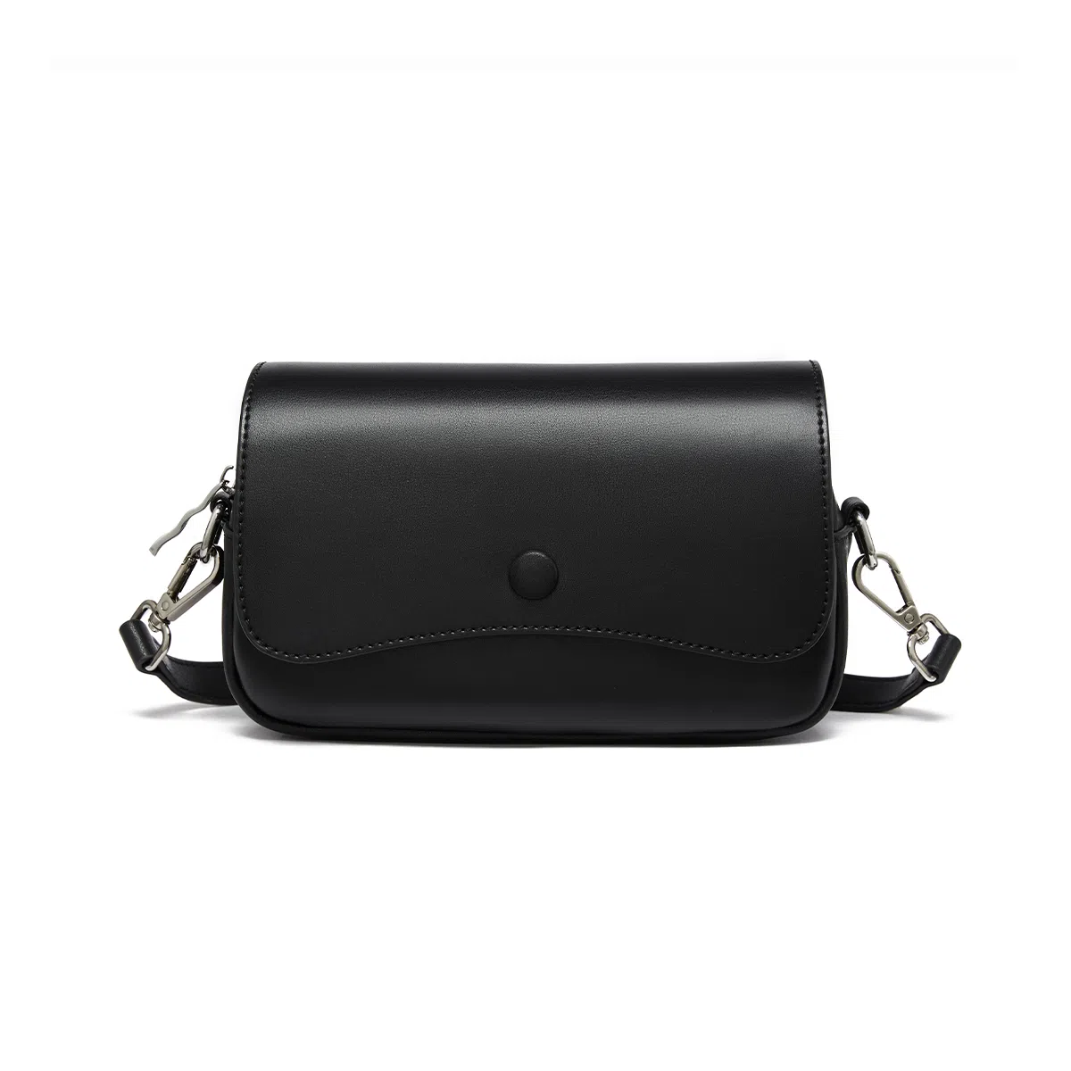 红蜻蜓 简约风高级感小众纯色日常百搭潮流通用 牛皮 斜挎包 女款 黑色