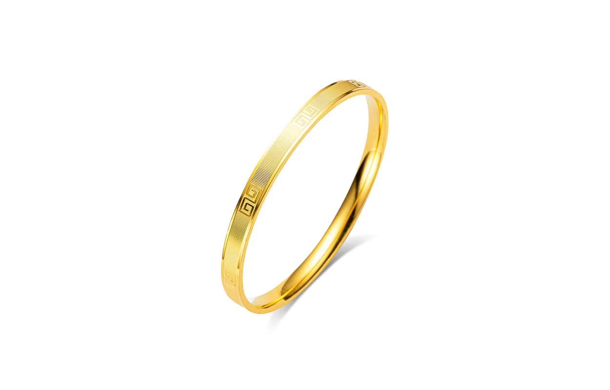 牧言 国潮复古新中式简约小众设计高级感 万福安康素圈闭口手饰 合金 平面万字纹手镯 男女同款情侣款