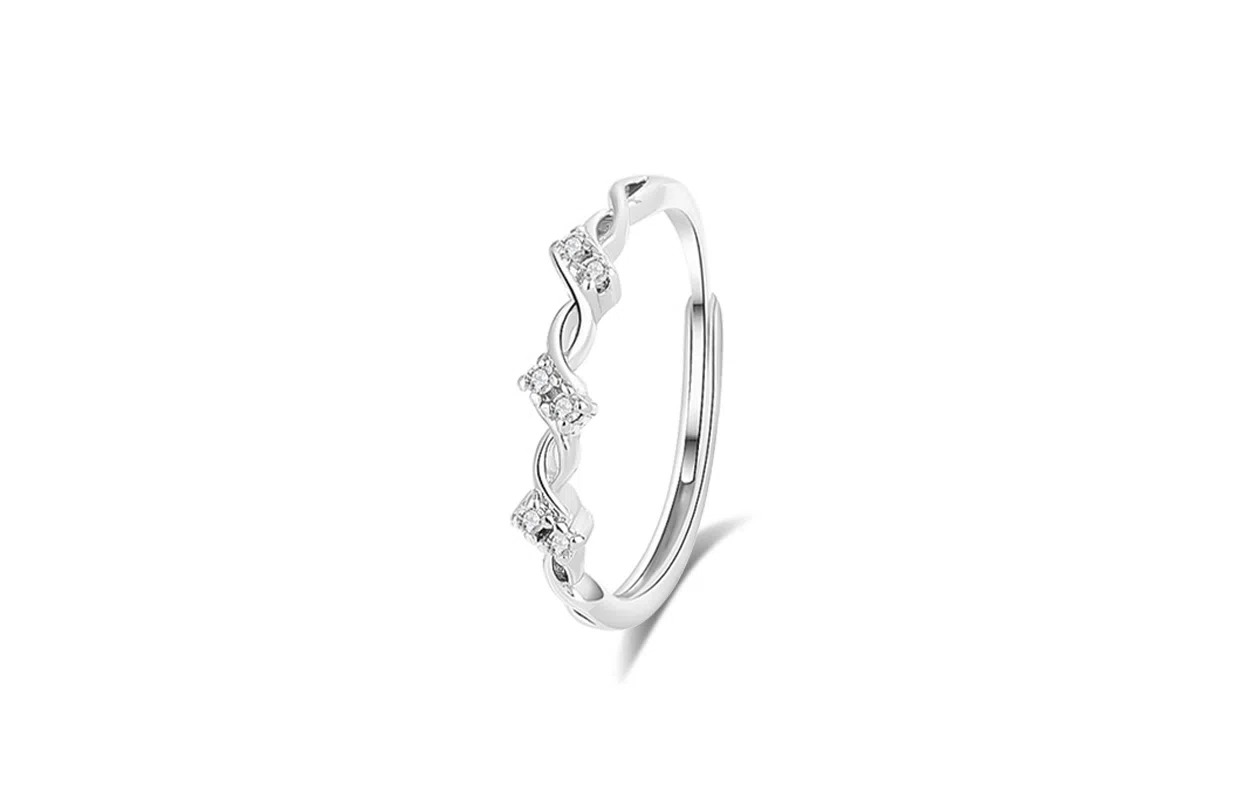 牧言 冷淡风简约小众设计高级感 光面素圈莫比乌斯镂空缠绕对戒可调节指环 合金 交织缠绵戒指 男女同款情侣款