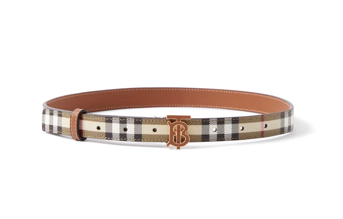 Burberry Check Letter Buckle Belt Brown 2cm