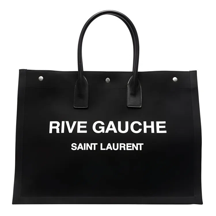 Saint Laurent YSL Logo Cotton Tote Large Black