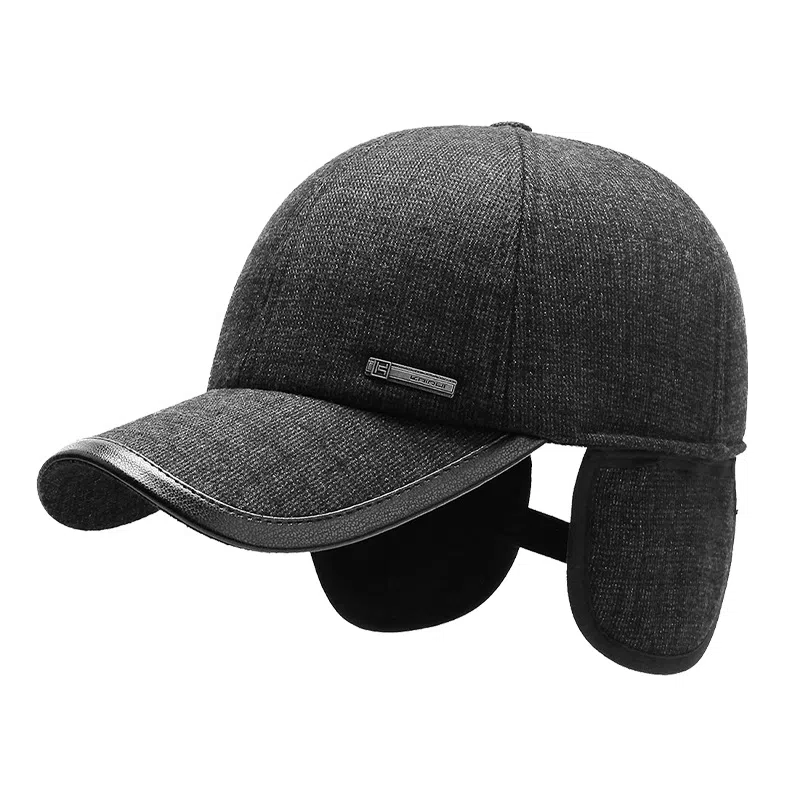 俞兆林 中年人秋冬帽子加长护耳可折叠老人帽男士户外骑行厚实防风防寒贝雷帽可调节棉棒球帽 保暖 鸭舌帽 男款