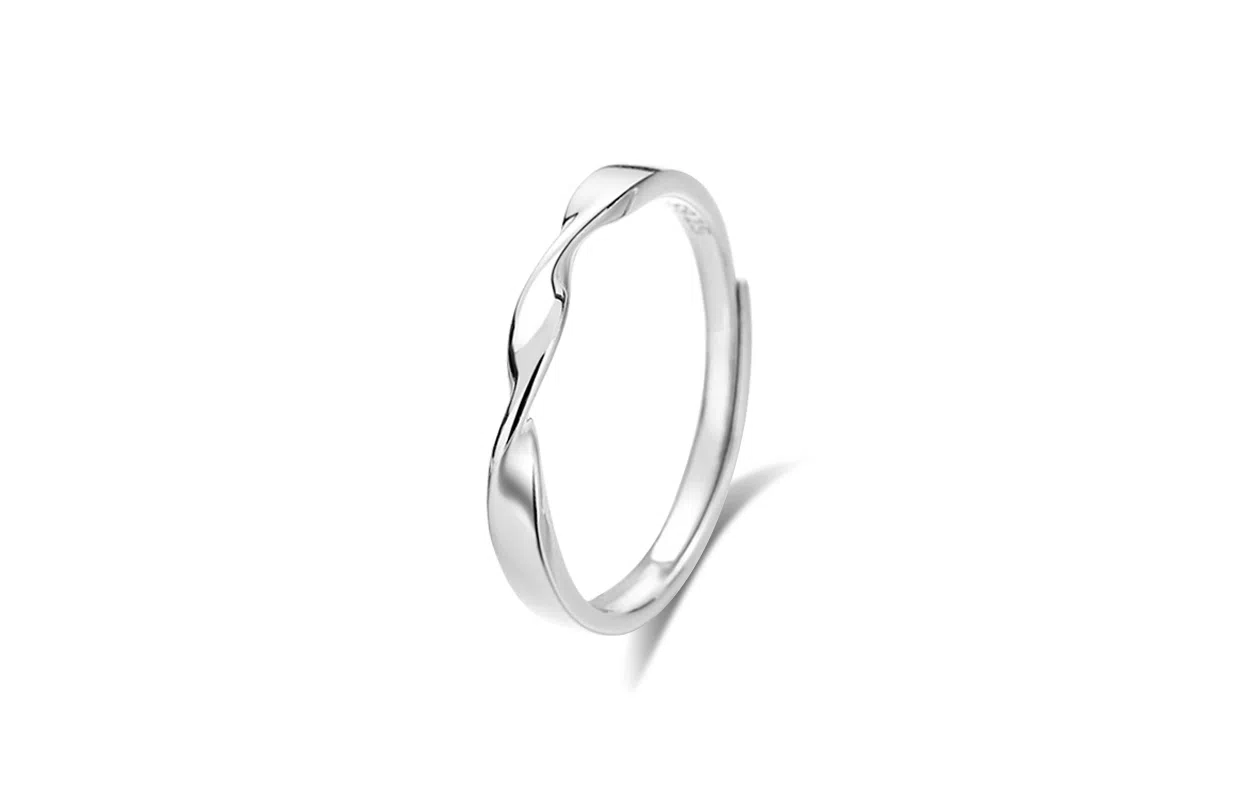 牧言  冷淡风简约小众设计高级感 光面素圈对戒可调节指环 合金 莫比乌斯蝴蝶戒指 男女同款情侣款