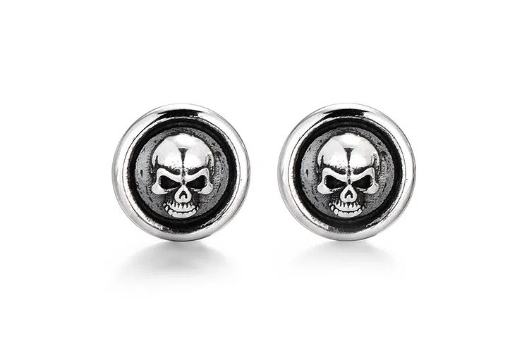 IDEAGEMER Silver Skull Earrings