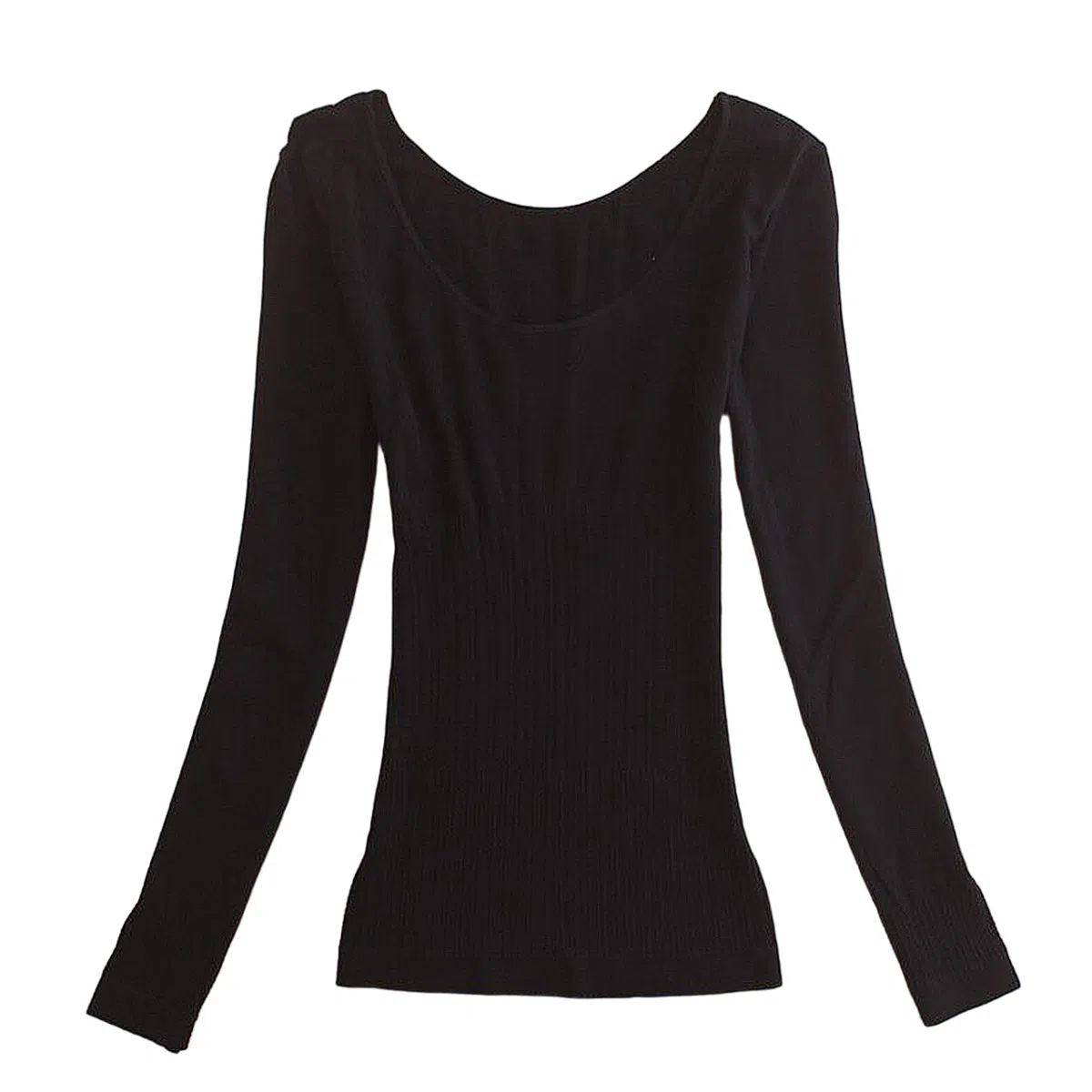 水中花 纯色简约长袖圆领透气保暖上装 女款 黑色