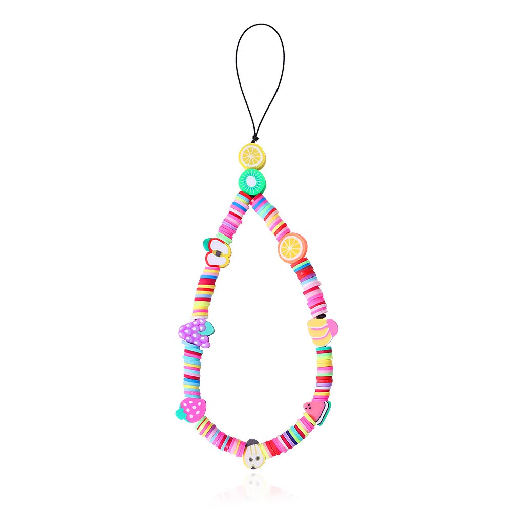 山一丸 珍珠笑脸软陶 水果五角星手机防丢挂绳 亚克力 手机链 男女同款情侣款