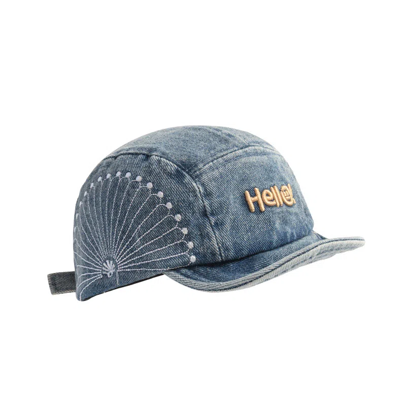 山一丸 韩版软檐高品质花纹刺绣个性水洗复古 牛仔布 棒球帽 儿童