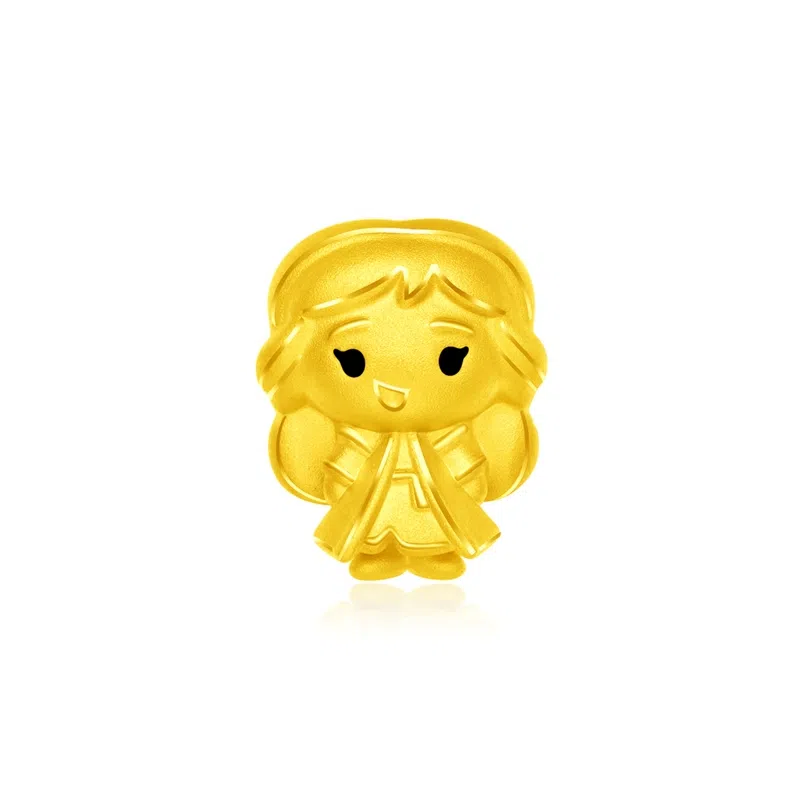 周大福 迪士尼系列冰雪奇缘安娜公主转运珠不含绳 足金 一口价 黄金吊坠 男女同款情侣款