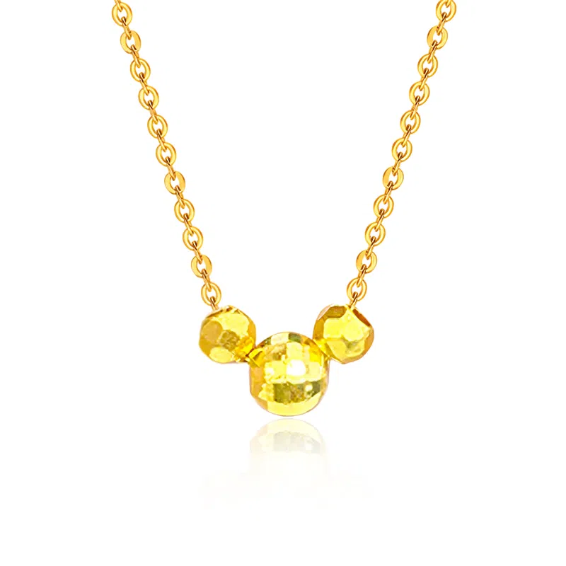 六桂福珠宝 黄金蹦迪珠转运珠 小众轻奢锁骨链  高级感小众 足金 黄金项链 女款