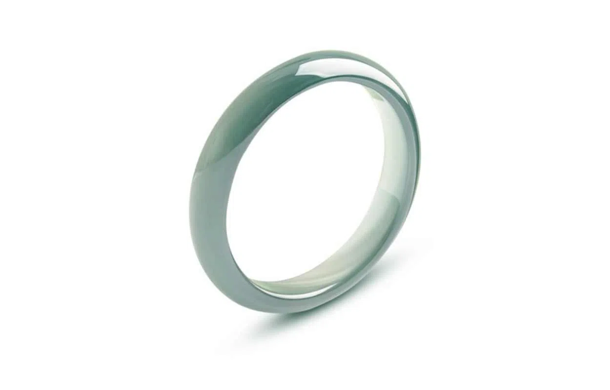 百利金 油青色 新中式优雅国潮风简约精致远山黛温婉大方汉服旗袍搭配闭口素圈美人镯 玉髓 玉石手镯 男女同款情侣款