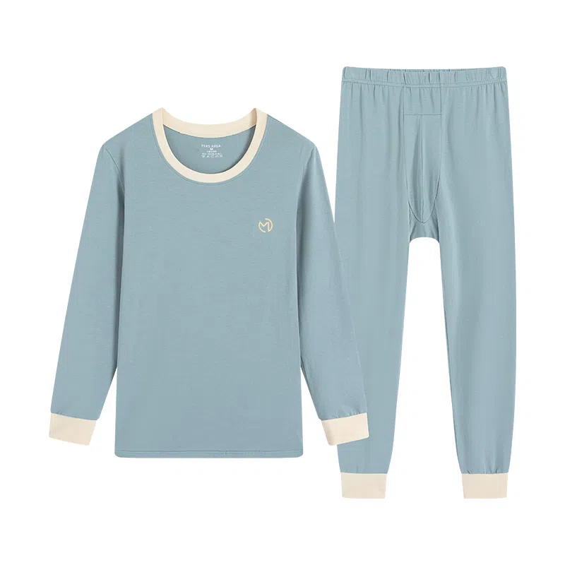 贴身领域 抗菌时尚纯棉印花亲肤透气可外穿长袖长裤秋衣秋裤打底内衣保暖套装 男款