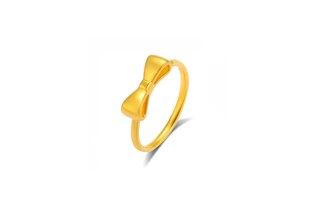 牧言 蝴蝶结戒指 复古简约小众高级感 在逃公主开口可调节磨砂素圈指环 戒指 女款